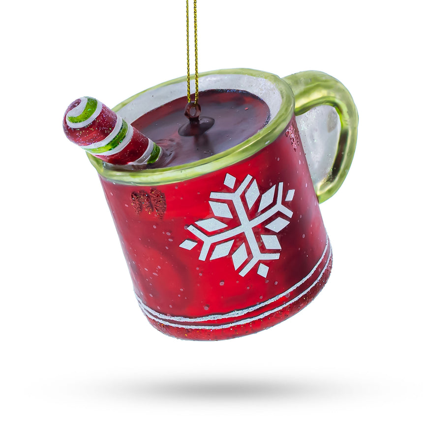 Glass Cup with Candy Cane Drink Glass Christmas Ornament in Multi color