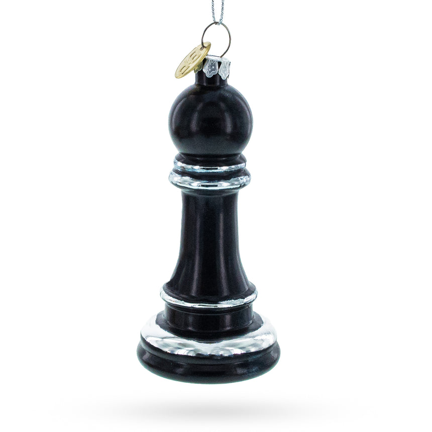 Glass Striking Chess Black Pawn Blown Glass Christmas Ornament in Black color