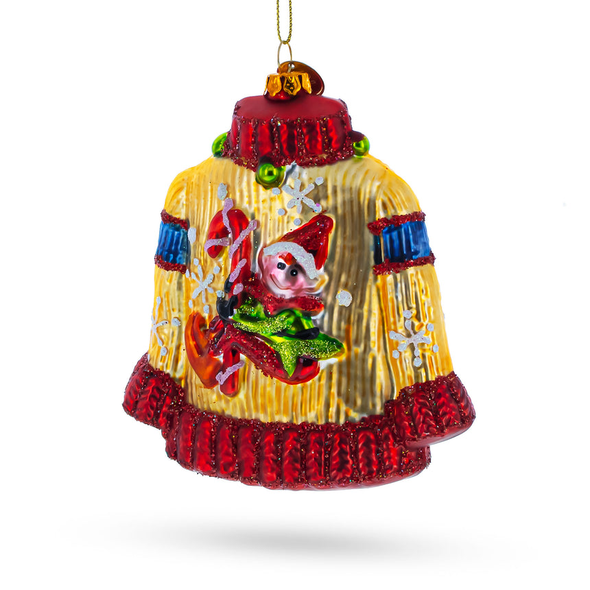 Glass Festive Holiday Sweater Blown Glass Christmas Ornament in Multi color