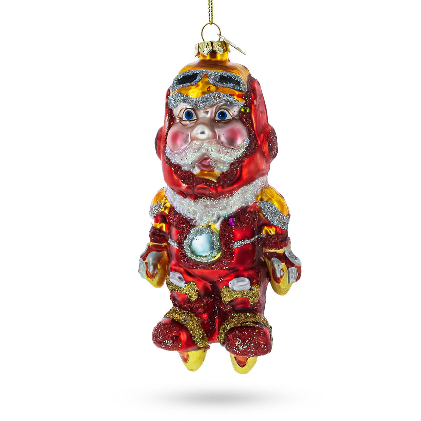 Glass Aviator Pilot Blown Glass Christmas Ornament in Red color