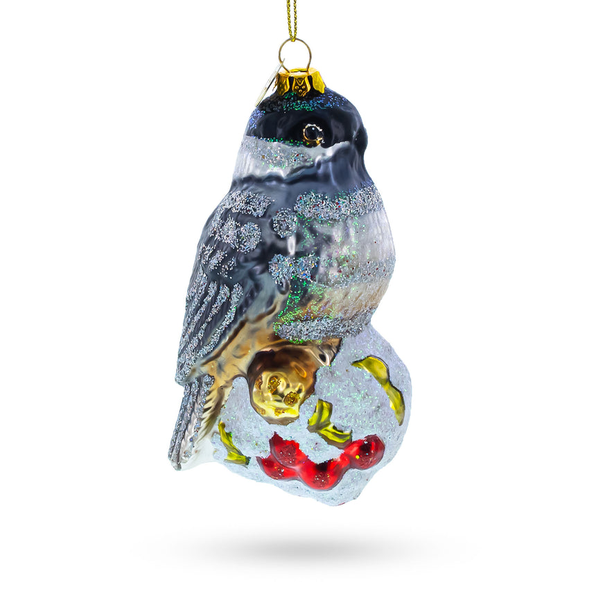 Glass Graceful Gray Bird Blown Glass Christmas Ornament in Multi color