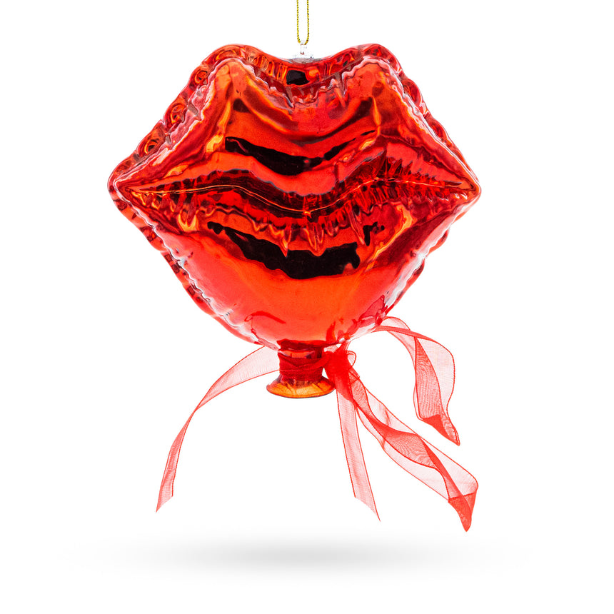 Glass Sultry Red Lips Blown Glass Christmas Ornament in Red color