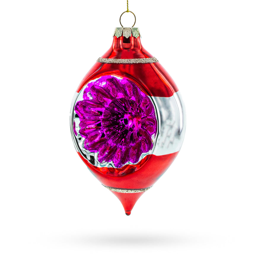 Glass Vintage-Inspired Tinsel Blown Glass Christmas Ornament in Multi color Rhombus