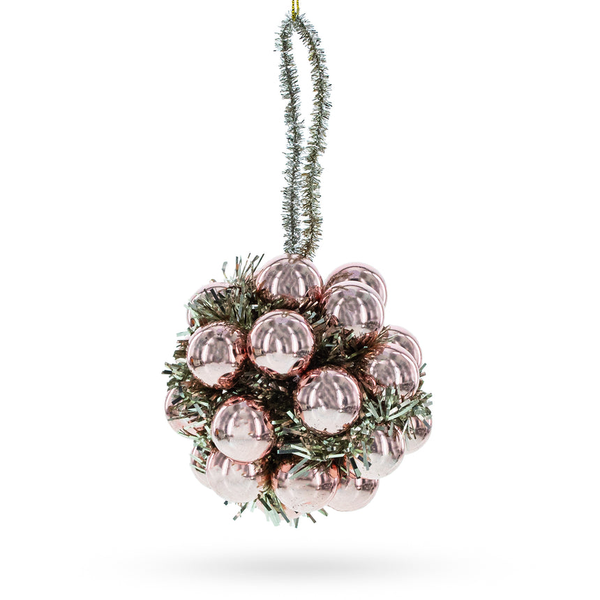 Glass Miniature Balls on Glass Blown Glass Christmas Ornament in Pink color