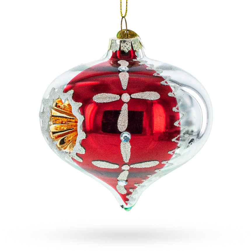 Glass Retro Red Onion Vintage-Inspired Glass Christmas Ornament in Red color