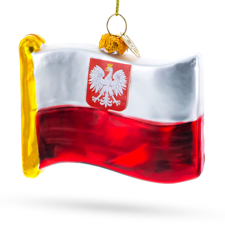 Glass Flag of Poland Blown Glass Christmas Ornament in Multi color