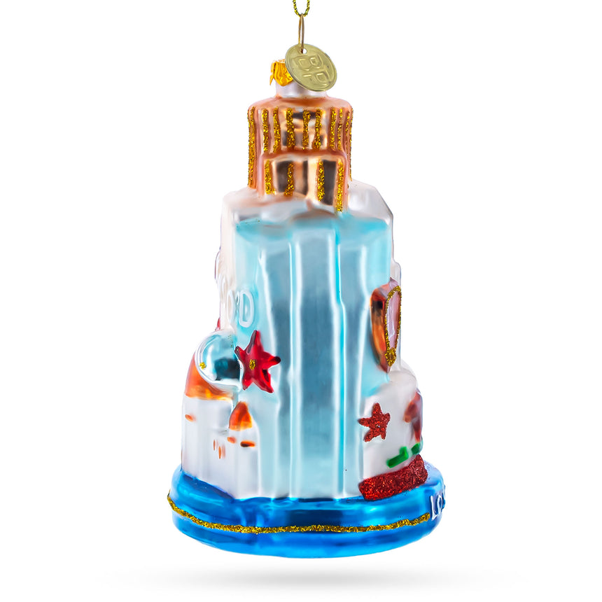 Los Angeles Attractions Blown Glass Christmas Ornament ,dimensions in inches: 4.9 x 2.7 x 2.7