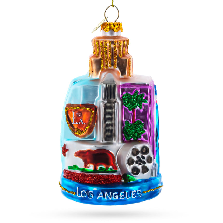 Glass Los Angeles Attractions Blown Glass Christmas Ornament in Multi color