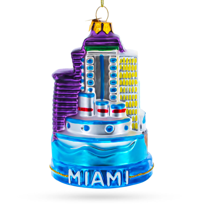 Glass Miami Attractions Blown Glass Christmas Ornament in Multi color