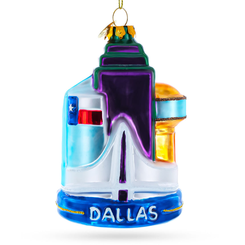 Glass Dallas Attractions Blown Glass Christmas Ornament in Multi color