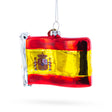 Glass Waving Flag of Spain Blown Glass Christmas Ornament in Multi color