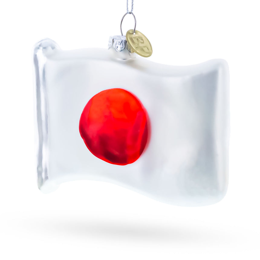 Glass Waving Flag of Japan Blown Glass Christmas Ornament in Multi color