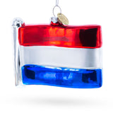 Glass Waving Flag of Netherlands Blown Glass Christmas Ornament in Multi color