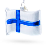 Glass Waving Flag of Finland Blown Glass Christmas Ornament in Multi color