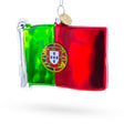 Glass Waving Flag of Portugal Blown Glass Christmas Ornament in Multi color