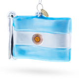 Glass Waving Flag of Argentina Blown Glass Christmas Ornament in Multi color