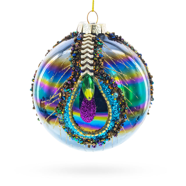 Glass Glitter with Gemstone Accents Glass Ball Glass Christmas Ornament in Multi color