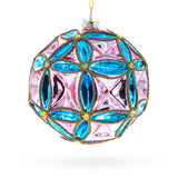 Glass Multi-Colored Faceted Design Vibrant Geometric Glass Christmas Ornament in Multi color