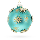 Glass Gold Starburst Design with Elegant Matte Finish Glass Christmas Ornament in Green color