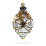 Glass Teardrop with Gold Filigree Design with Elegant Sparkle Clear Glass Christmas Ornament in Multi color