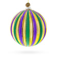 Glass Striped Purple, Green, and Gold Glass Ball Christmas Ornament in Multi color