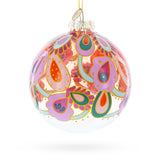 Glass Bohemian Paisley Design Floral Glass Ball Christmas Ornament in Multi color