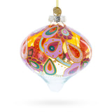 Glass Paisley Design Teardrop Glass Christmas Ornament in Multi color