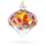 Glass Paisley Design Teardrop Glass Christmas Ornament in Multi color Finial