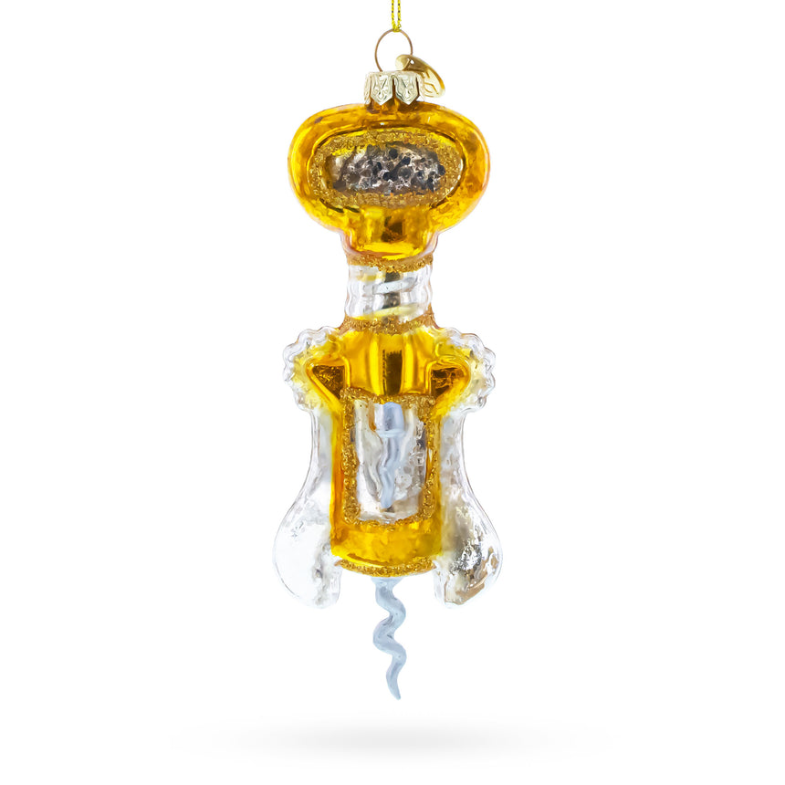 Glass Gold and Silver Corkscrew Glass Christmas Ornament in Multi color