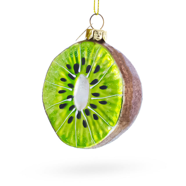 Glass Kiwi Slice Glass Christmas Ornament in Multi color