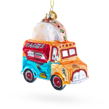 Glass Taco Truck Glass Christmas Ornament in Multi color