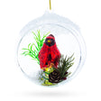 Glass Stunning Red Cardinal Bird Encased in Glass Ball - Blown Christmas Ornament in Clear color Round