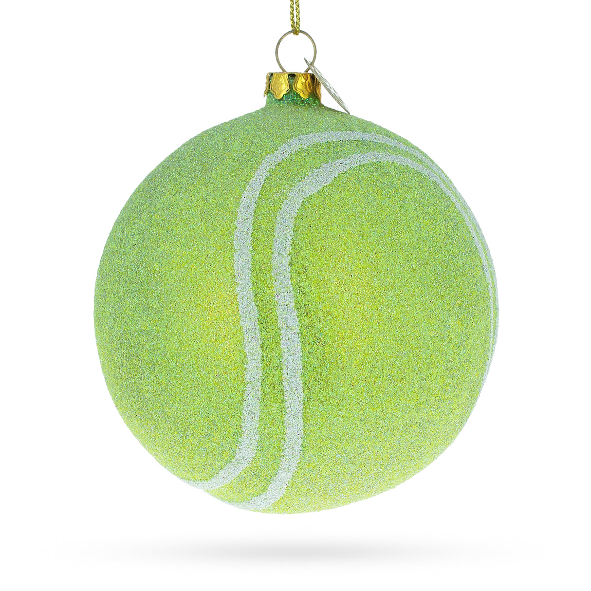 Glass Tennis Ball Blown Glass Christmas Ornament in Green color Round