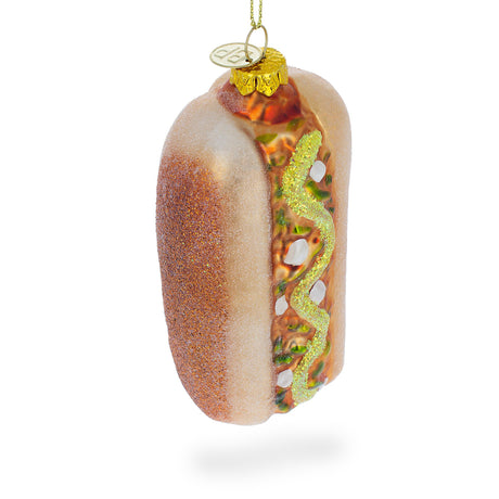 Glass Savory Hot Dog Delight - Blown Glass Christmas Ornament in Multi color