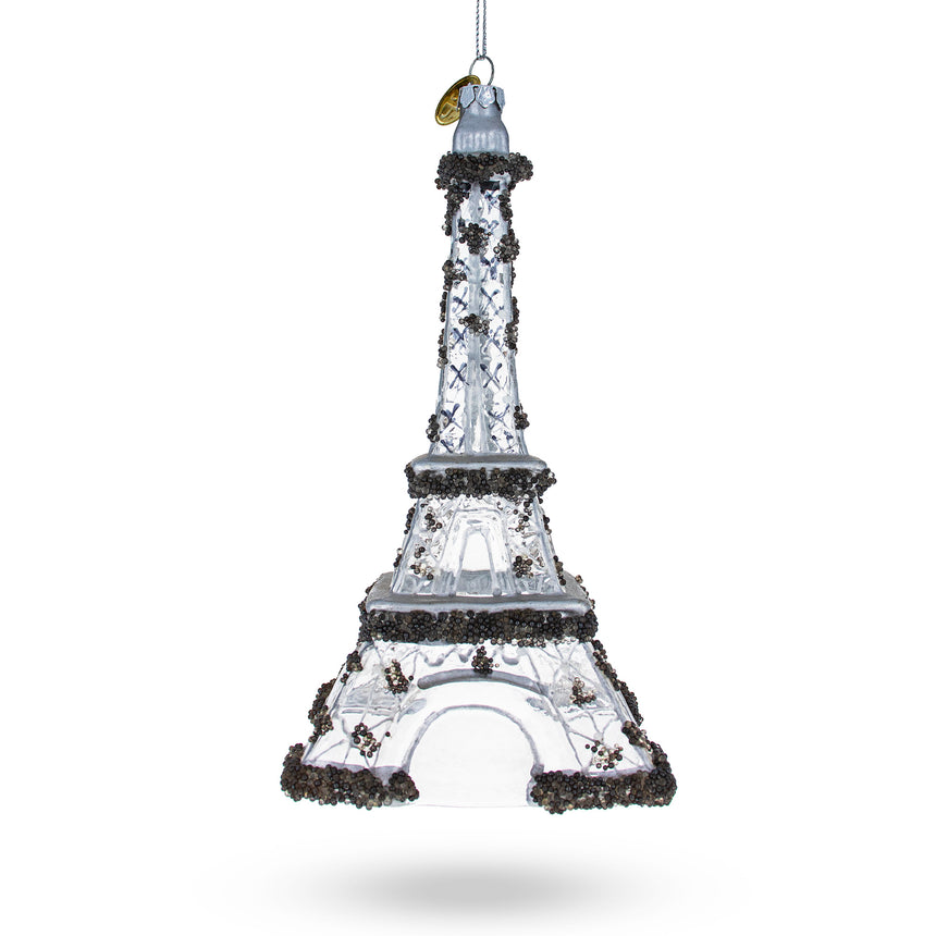 Glass Iconic Eiffel Tower, Paris Blown Glass Christmas Ornament in Clear color