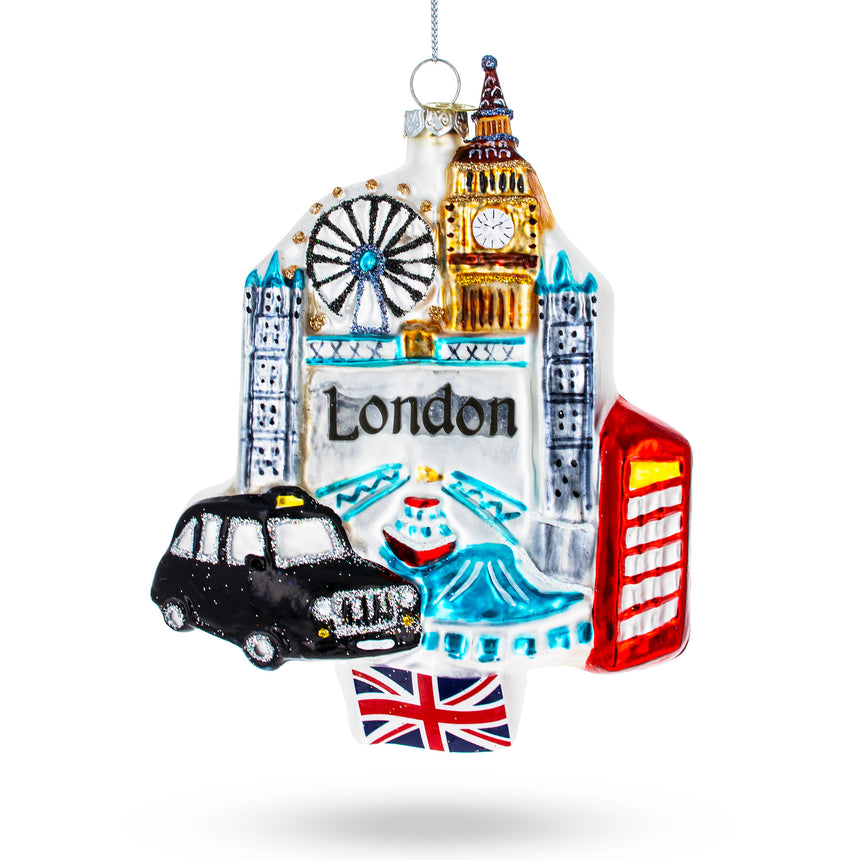 Glass London Attractions, United Kingdom Glass Christmas Ornament in Multi color