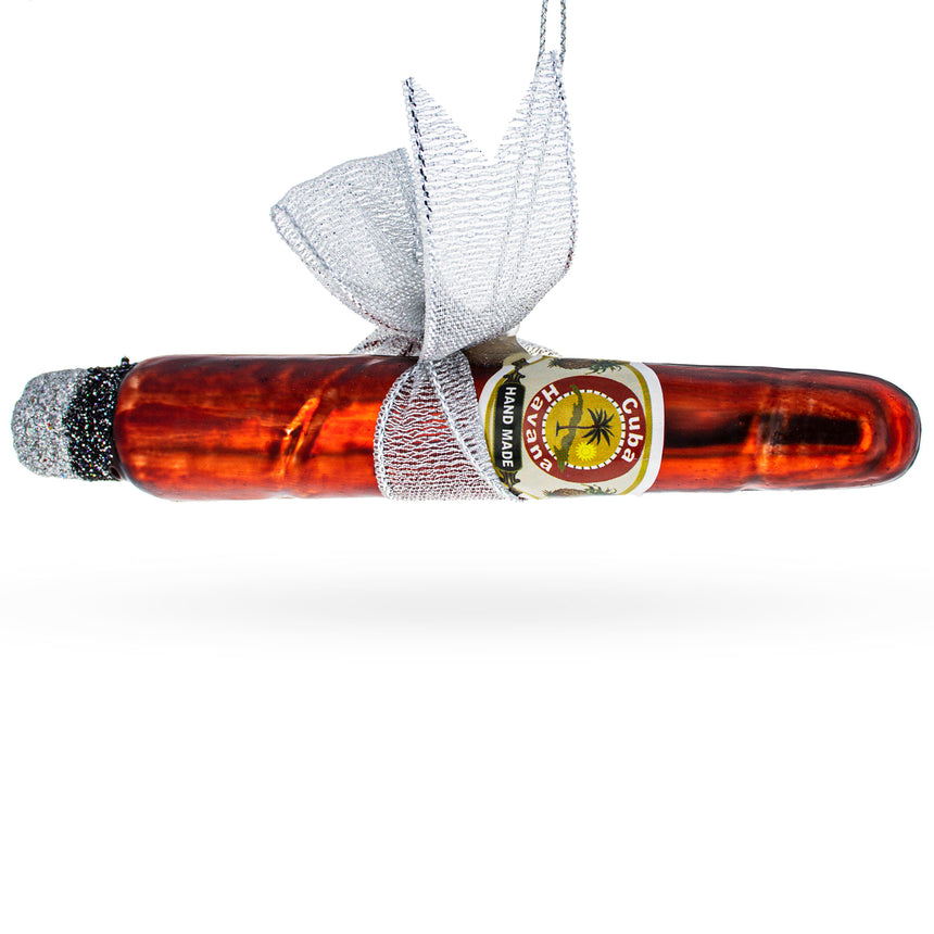 Glass Premium Cigar with Box Blown Glass Christmas Ornament in Brown color