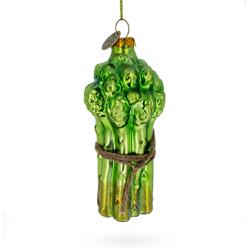 Glass Fresh Asparagus Blown Glass Christmas Ornament in Green color