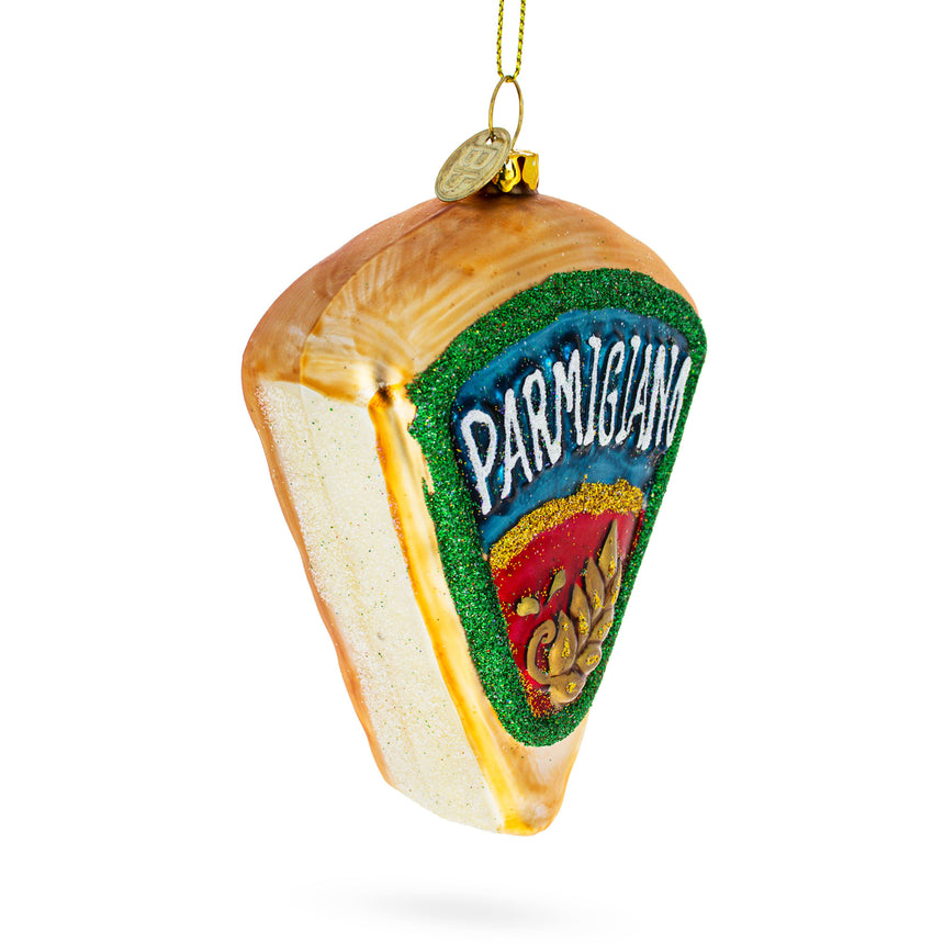 Glass Authentic Italian Cheese Blown Glass Christmas Ornament in Multi color Triangle