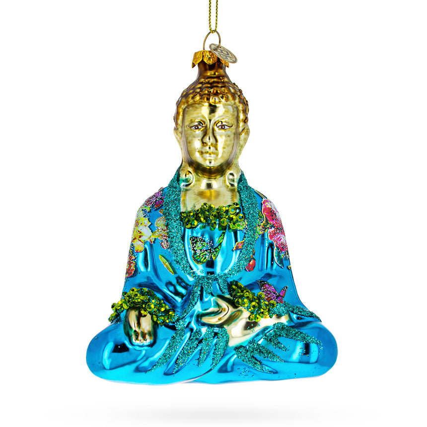 Glass Peaceful Buddha Blown Glass Christmas Ornament in Multi color