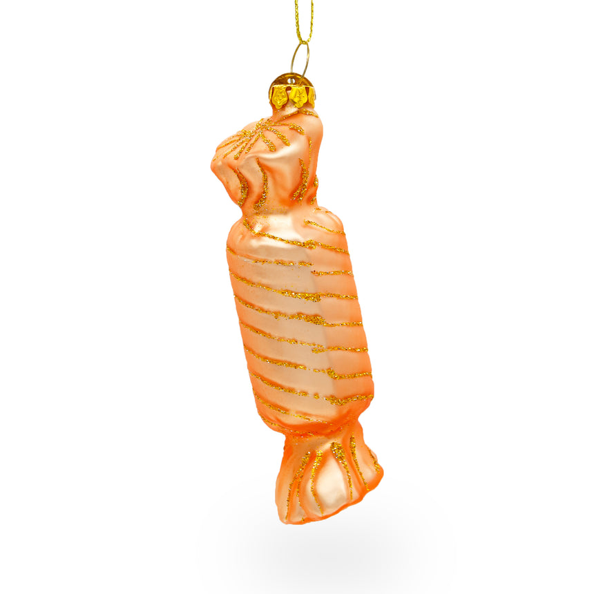 Glass Hard Candy Food Blown Glass Christmas Ornament in Orange color