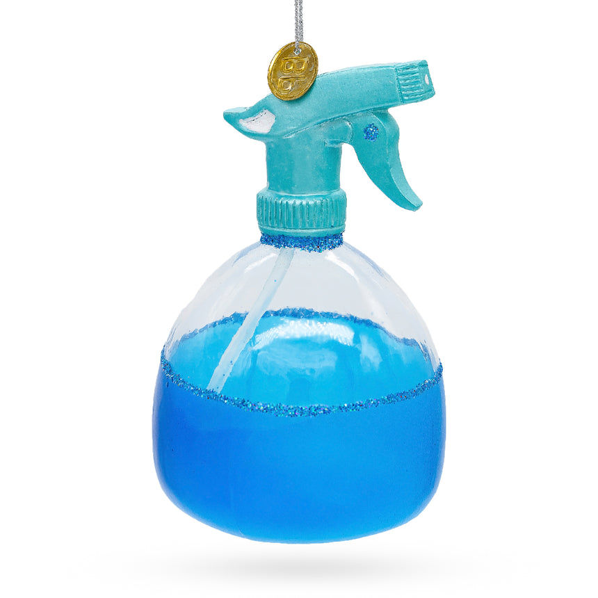 Glass Handy Window Cleaning Spray Blown Glass Christmas Ornament in Blue color