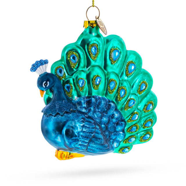 Glass Chic Peacock - Blown Glass Christmas Ornament in Multi color