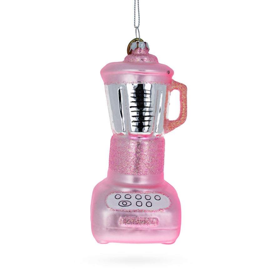 Glass Whirring Blender Food Mixer Blown Glass Christmas Ornament in Pink color