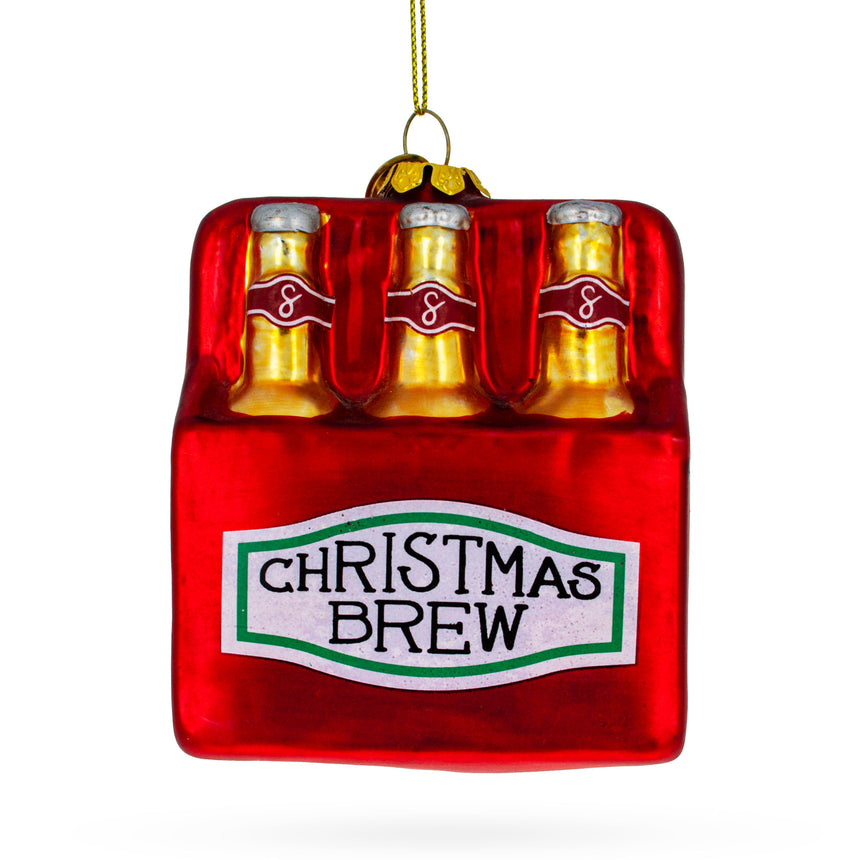 Glass Festive Christmas Brew Beer Blown Glass Christmas Ornament in Red color