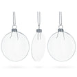 Glass Set of 3 Flat Disc Clear Blown Glass Christmas Ornaments 3.7 Inches (94 mm) in Clear color Disc