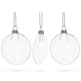 Glass Set of 3 Flat Disc Clear Blown Glass Christmas Ornaments 3.7 Inches (94 mm) in Clear color Disc