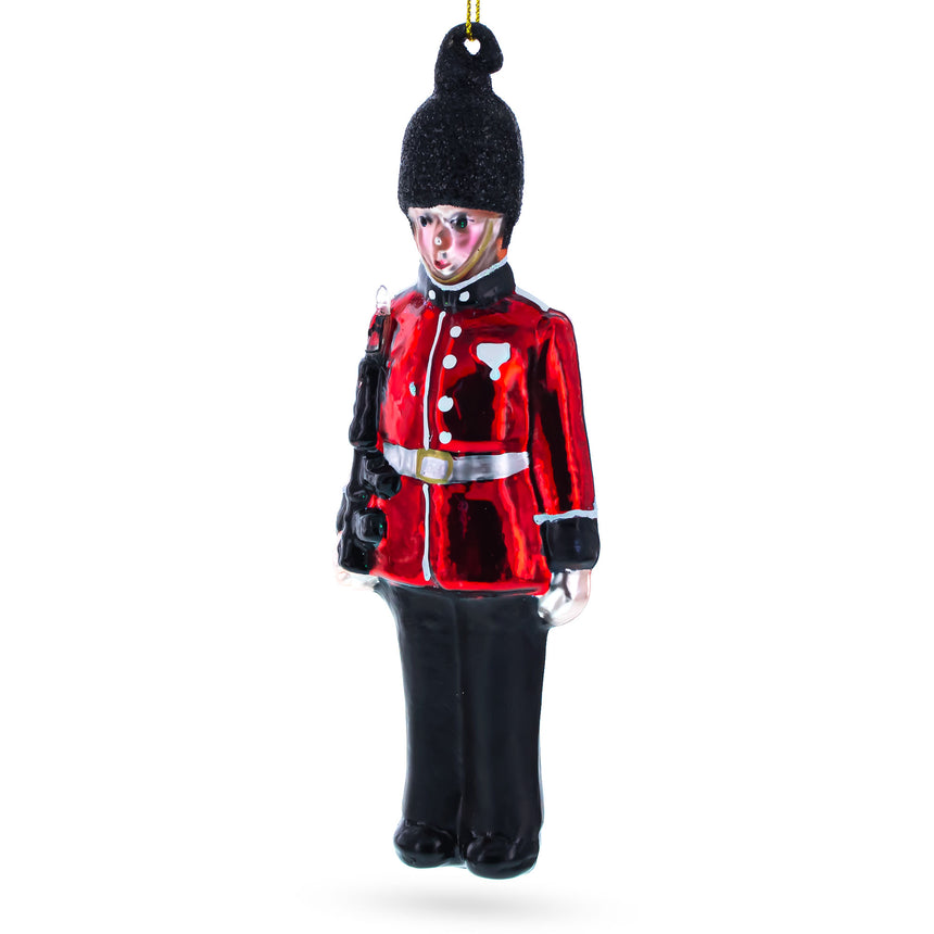 Glass British Royal Guard British Blown Glass Christmas Ornament in Red color