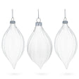 Glass Set of 3 Striped Rhombus Finial Clear Blown Glass Ornament 5.8 Inches in Clear color Rhombus