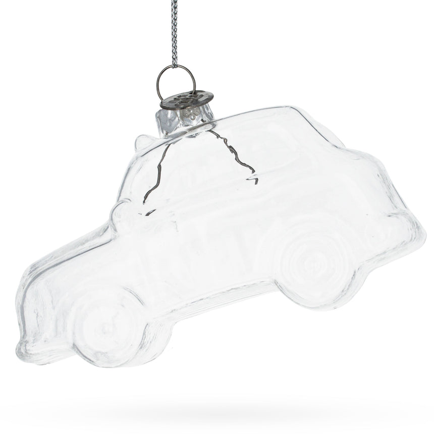 Glass Elegant Car Blown Clear Glass Christmas Ornament in Clear color